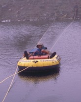 GPR survey conducted in Amchitka Island, Alaska. Survey objective was to map the thickness of drilling mud in several ponds.